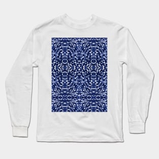 Abstract Blue Ink Brush Stroke Bold Texture Art Pattern Long Sleeve T-Shirt